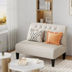 Button Tufted Loveseat Settee, Upholstered Sofa Backrest Buckle Couch Banquette Bench for Dining Room