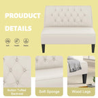 Button Tufted Loveseat Settee, Upholstered Sofa Backrest Buckle Couch Banquette Bench for Dining Room