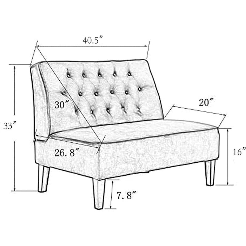 Button Tufted Loveseat Settee, Upholstered Sofa Backrest Buckle Couch Banquette Bench for Dining Room