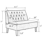 Button Tufted Loveseat Settee, Upholstered Sofa Backrest Buckle Couch Banquette Bench for Dining Room