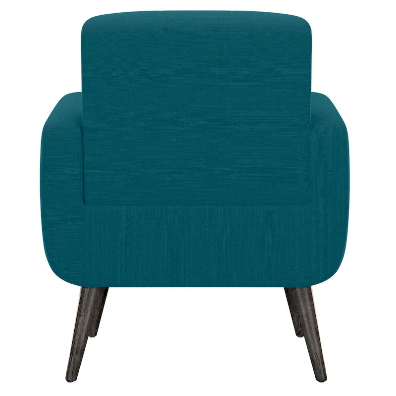 Keflavik Mid-century Peacock Blue Linen Arm Chair