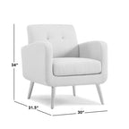 Keflavik Mid-century Peacock Blue Linen Arm Chair