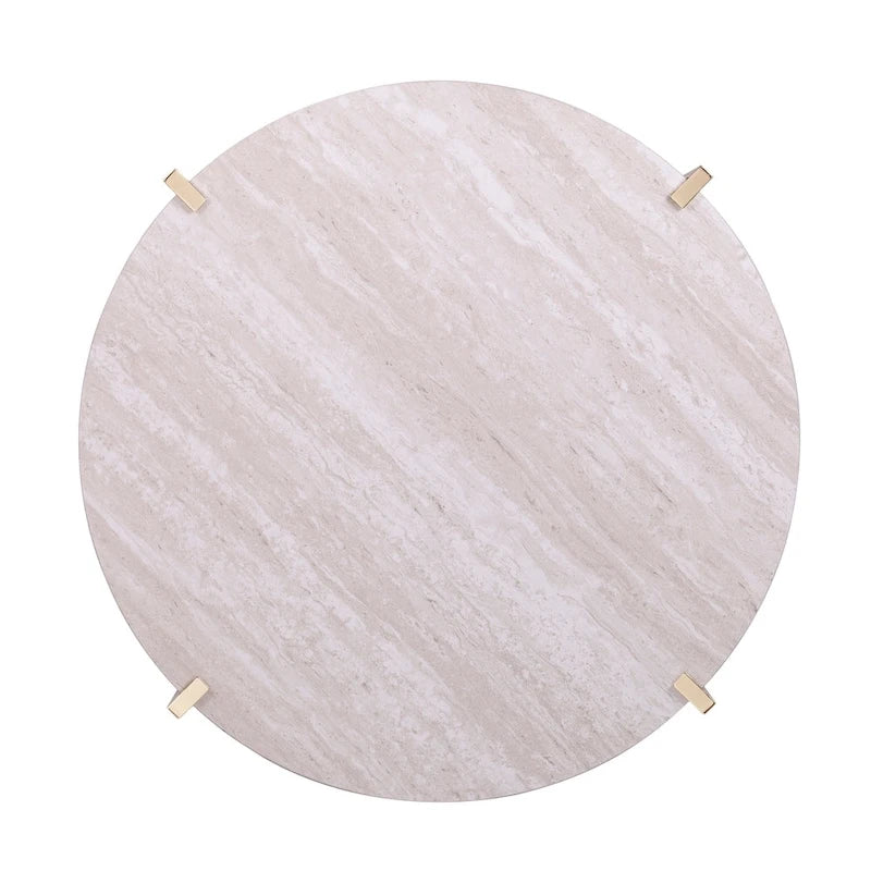 SEI Furniture Aldea Round Faux Marble Coffee Table with Shelf