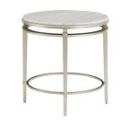 Egan Champagne Silver Finish Round Marble Top End Table by iNSPIRE Q Modern