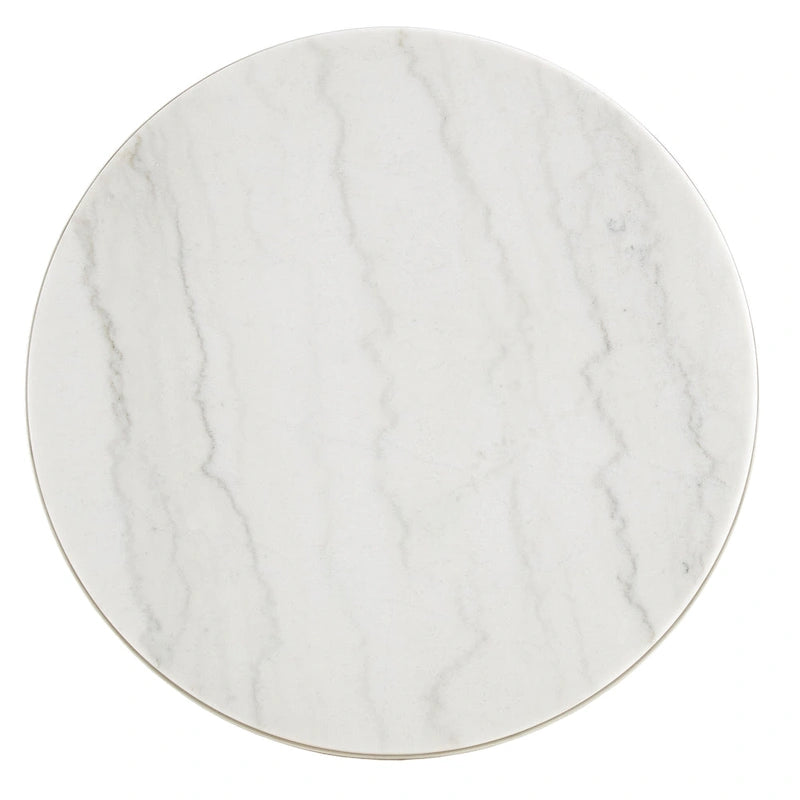 Egan Champagne Silver Finish Round Marble Top End Table by iNSPIRE Q Modern