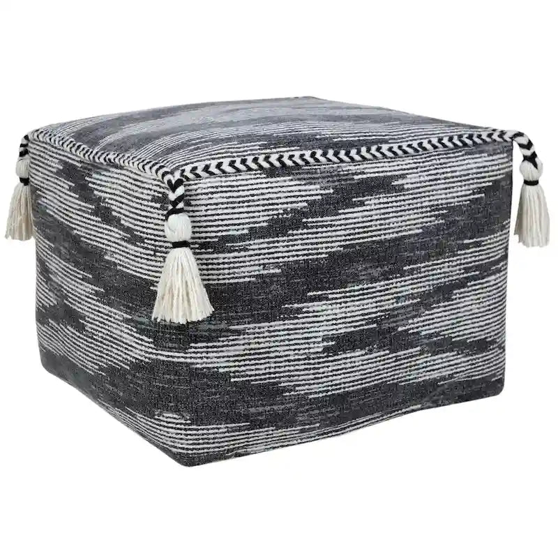 Sevita Gray Modern Electrostatic Geometric Pouf Ottoman