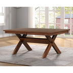 Roundhill Furniture Karven Wood Trestle Extendable Dining Table with Leaf, Dark Hazelnut