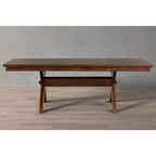Roundhill Furniture Karven Wood Trestle Extendable Dining Table with Leaf, Dark Hazelnut