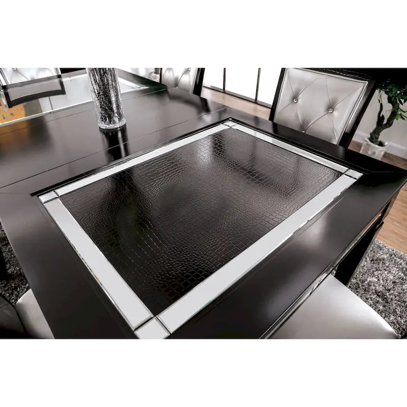 Silver Orchid Amann Contemporary Black 84-inch Glass Top Dining Table