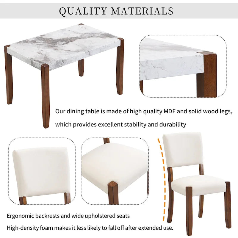 4-Piece Dining Table Set with 2 Upholstered Chairs and Bench