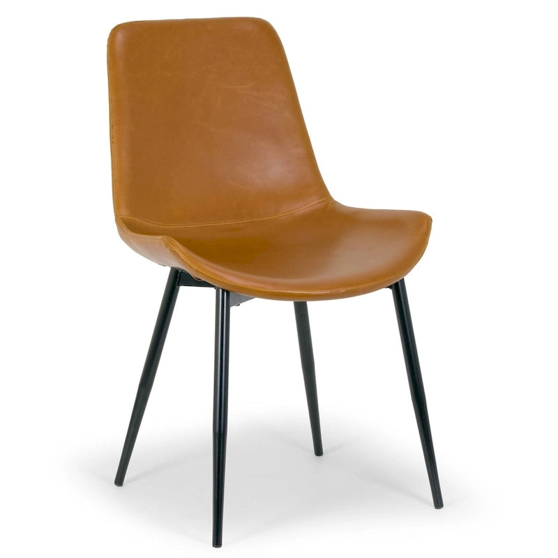 Alary Caramel Brown Faux Leather Modern Dining Chair (Set of 2)