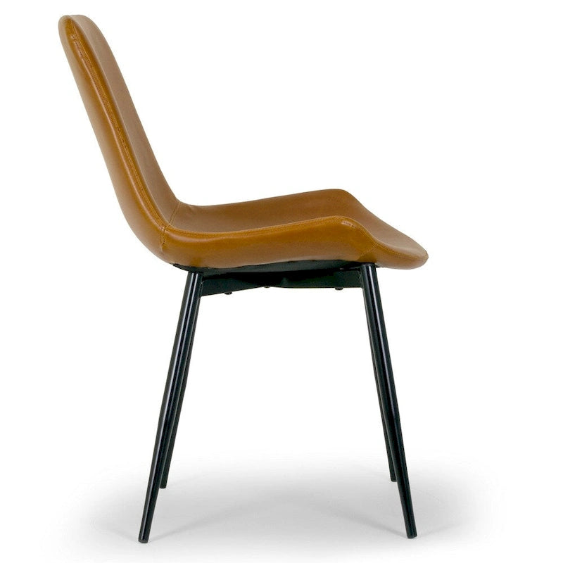 Alary Caramel Brown Faux Leather Modern Dining Chair (Set of 2)