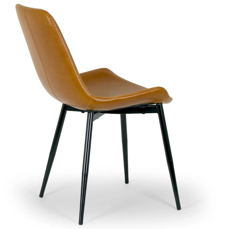 Alary Caramel Brown Faux Leather Modern Dining Chair (Set of 2)