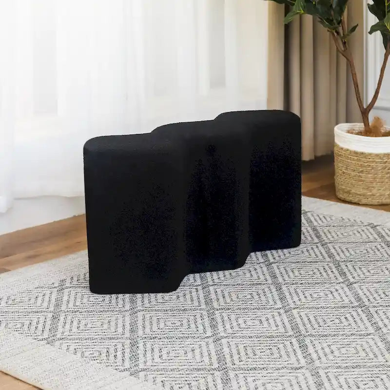 Adeco 35 Long Ottoman Bench Velvet Polygon Foot Stool