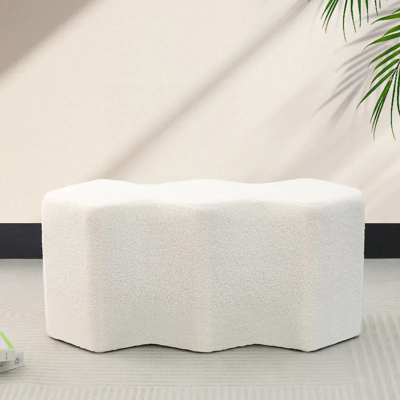 Adeco 35 Long Ottoman Bench Velvet Polygon Foot Stool