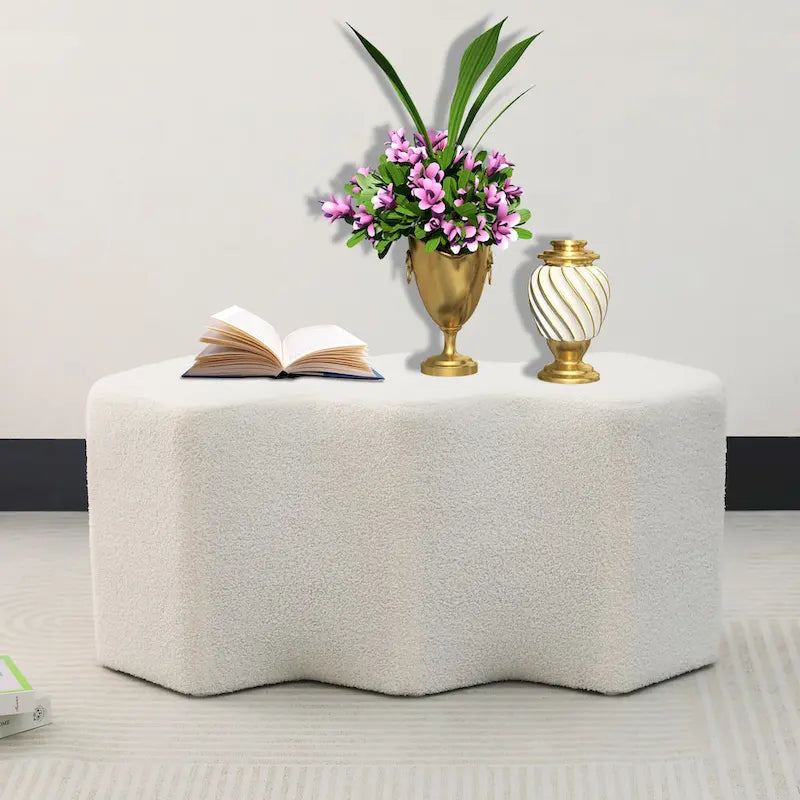 Adeco 35 Long Ottoman Bench Velvet Polygon Foot Stool