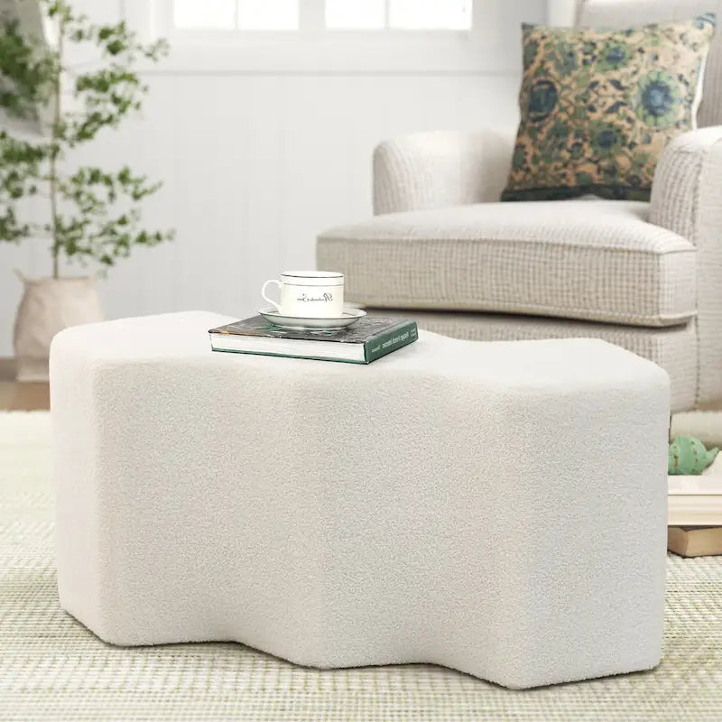 Adeco 35 Long Ottoman Bench Velvet Polygon Foot Stool