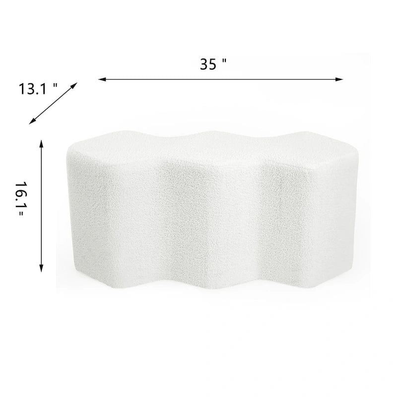 Adeco 35 Long Ottoman Bench Velvet Polygon Foot Stool