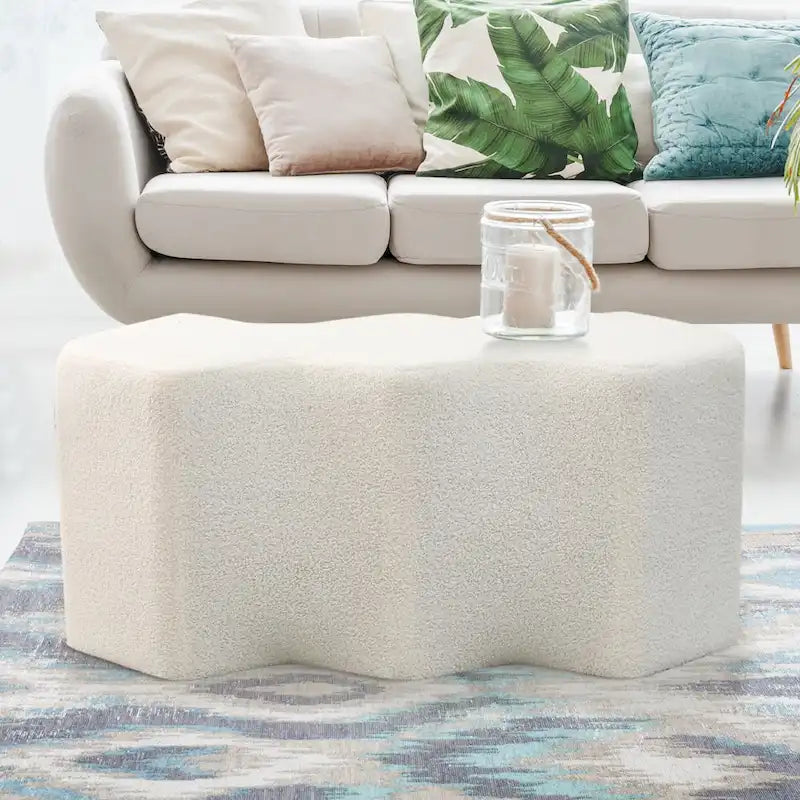 Adeco 35 Long Ottoman Bench Velvet Polygon Foot Stool