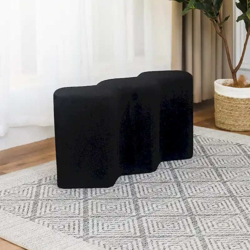Adeco 35 Long Ottoman Bench Velvet Polygon Foot Stool