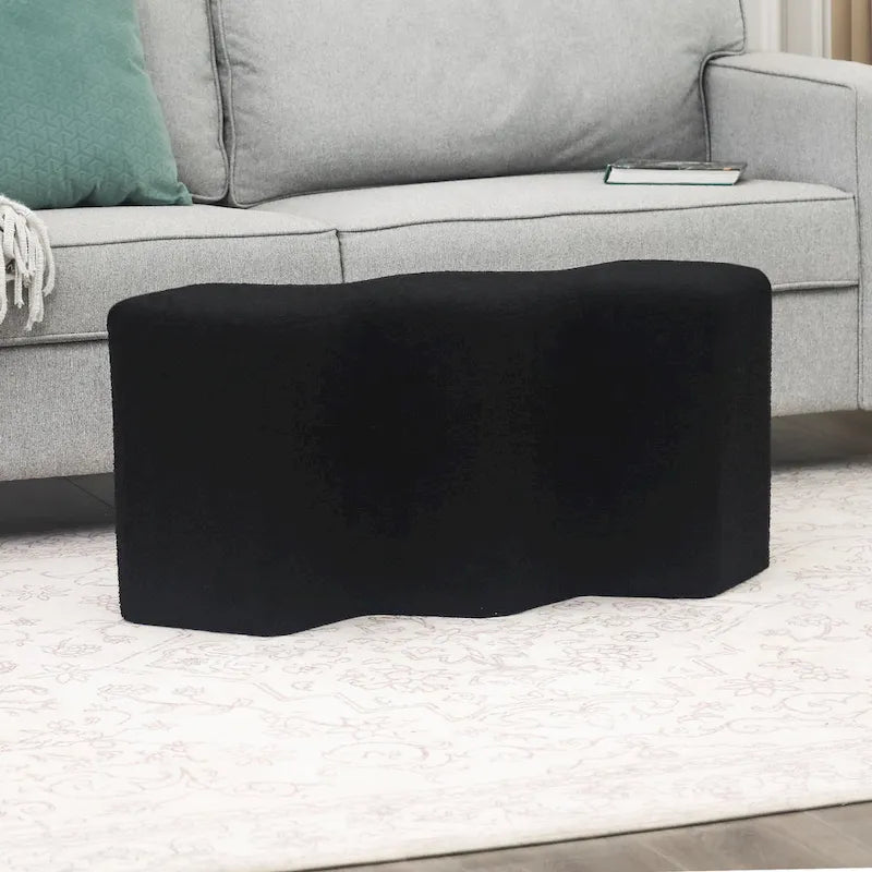 Adeco 35 Long Ottoman Bench Velvet Polygon Foot Stool