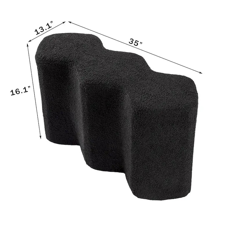 Adeco 35 Long Ottoman Bench Velvet Polygon Foot Stool