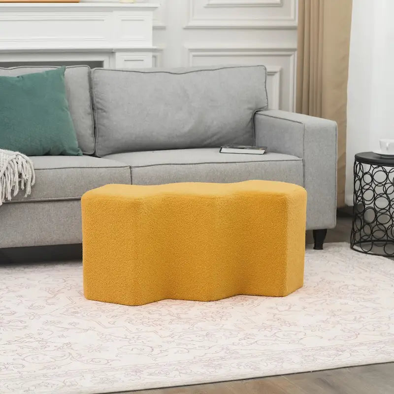Adeco 35 Long Ottoman Bench Velvet Polygon Foot Stool