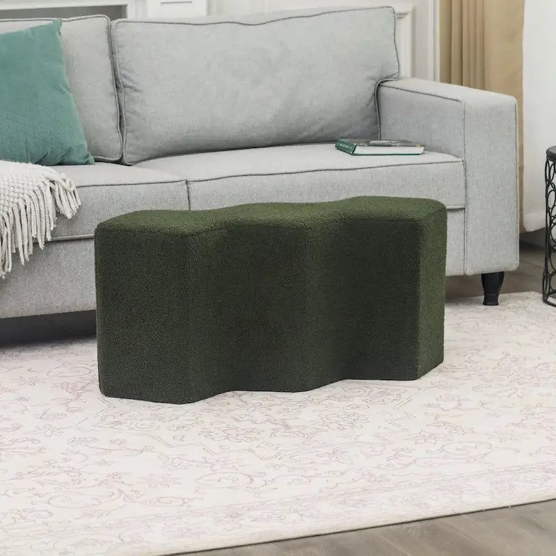 Adeco 35 Long Ottoman Bench Velvet Polygon Foot Stool