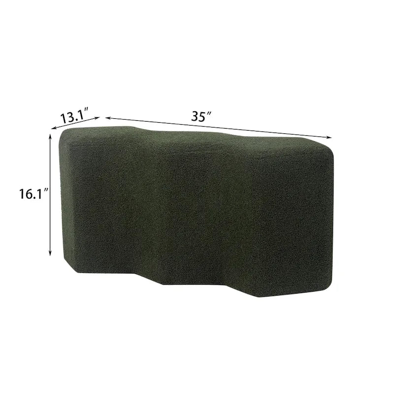 Adeco 35 Long Ottoman Bench Velvet Polygon Foot Stool
