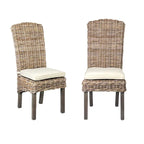 Natural Rattan Cushioned Dining Chairs by East at Main (Set of 2)