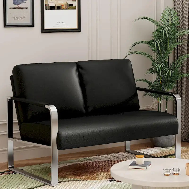 small LoveSeat sofa, Mini Couch leather loveseat for small spaces Faux Leather Loveseat Sofa Small Sofa Couches