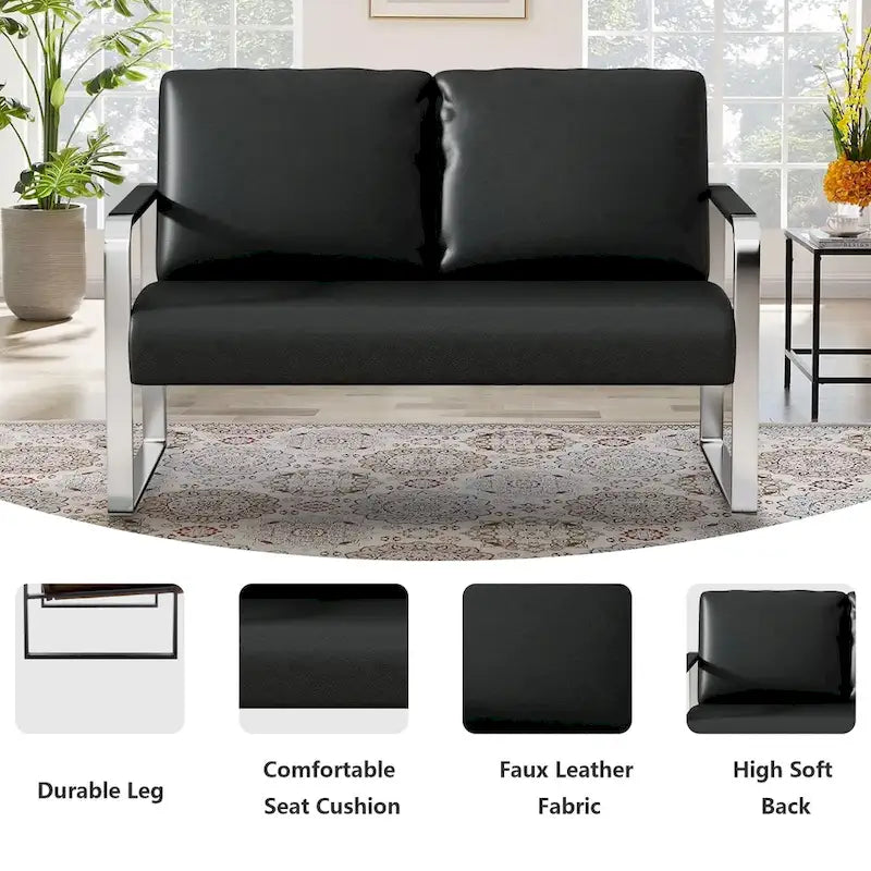 small LoveSeat sofa, Mini Couch leather loveseat for small spaces Faux Leather Loveseat Sofa Small Sofa Couches