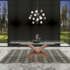 Davee Transparent Glass Top with Wood Leg Extendable Dining Table - 106/70.87*35.43*30 inches