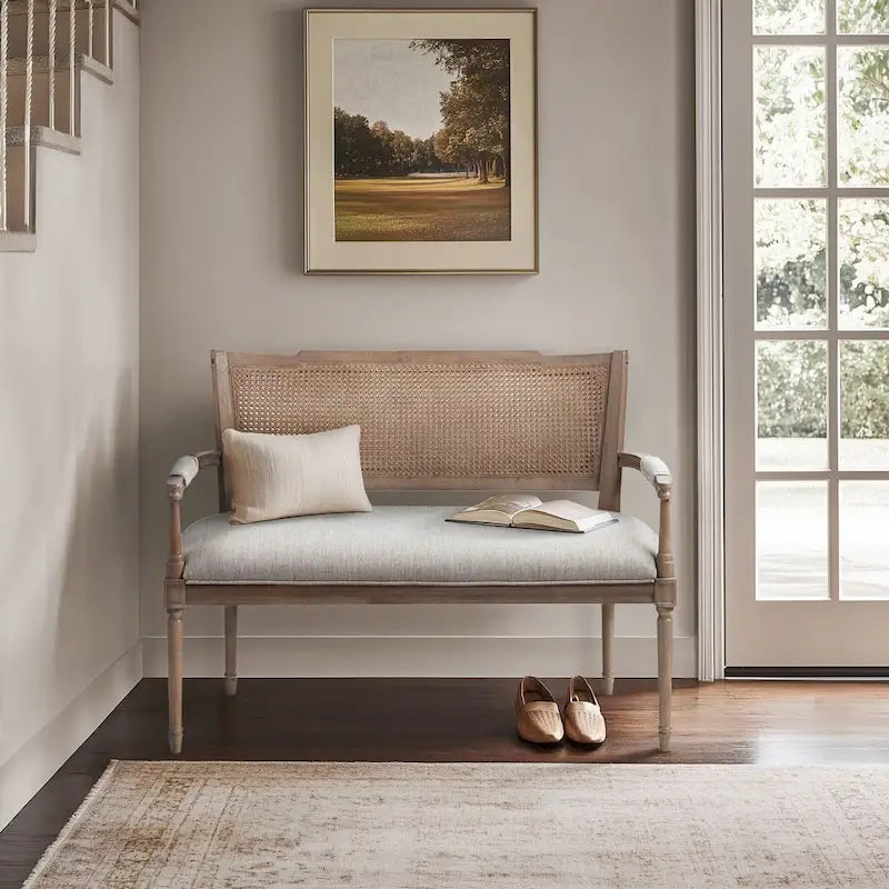 Madison Park Willshire Beige Reclaimed Natural Settee