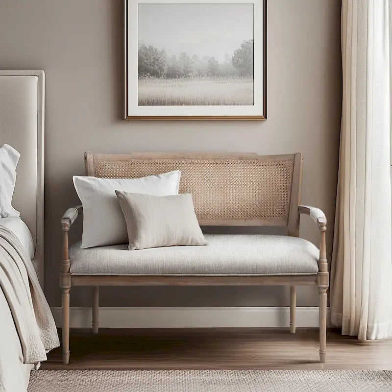 Madison Park Willshire Beige Reclaimed Natural Settee