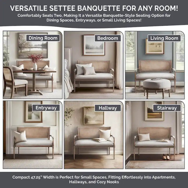 Madison Park Willshire Beige Reclaimed Natural Settee