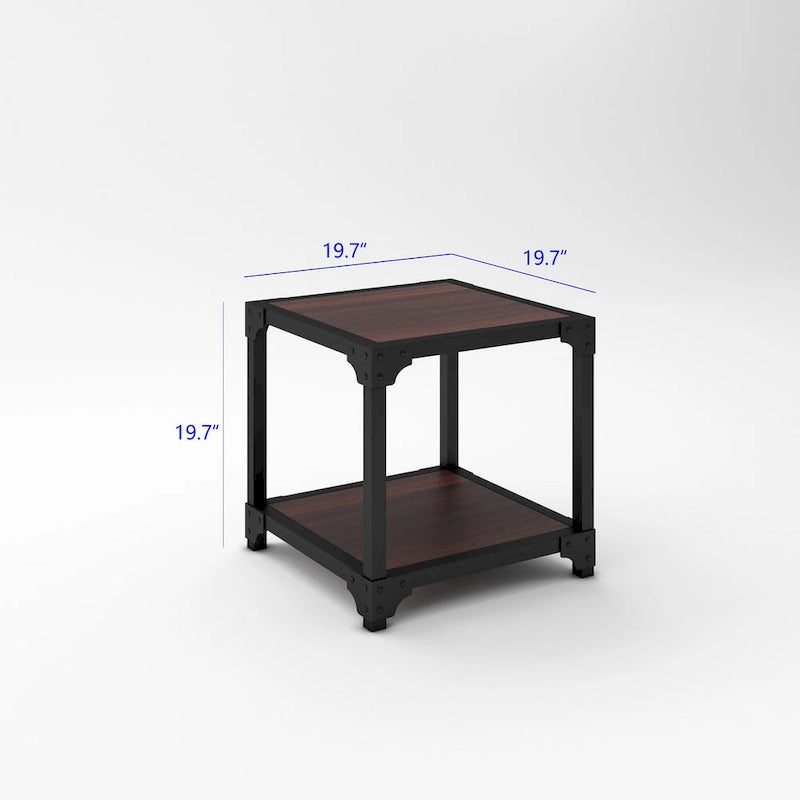 Davee 3 Pieces Wood and Metal Coffee Table Set with Shelf - 40x20x18 & 20x20x20 &20x20x20