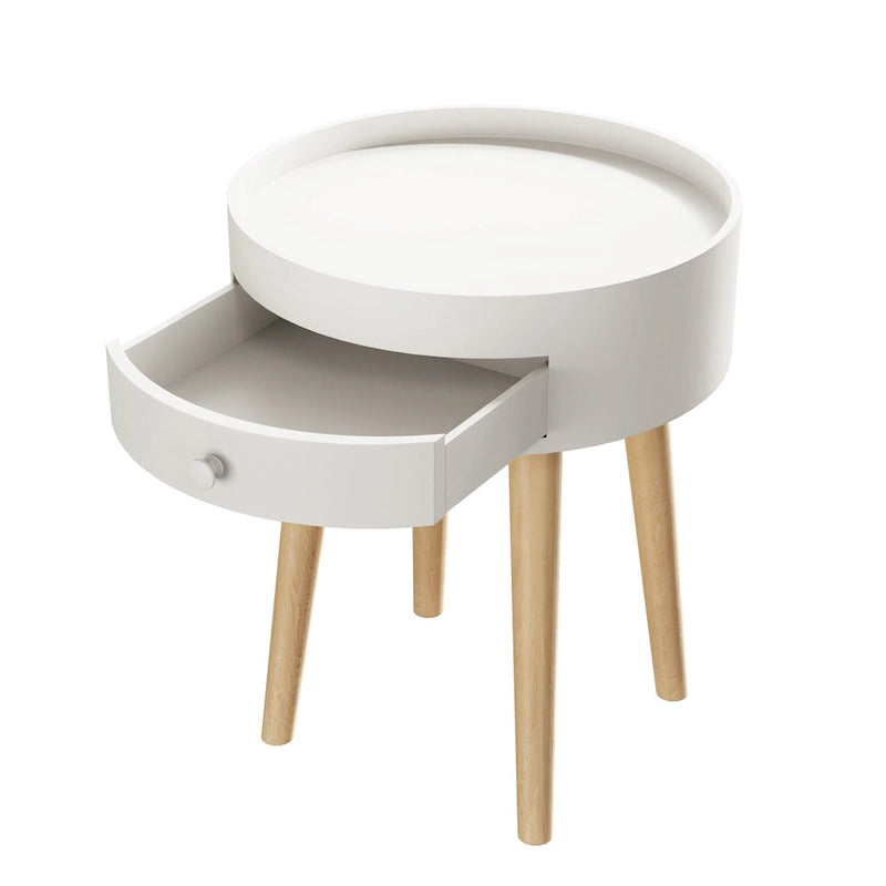 Round Storage Drawer Bedside Table Side Table Sofa End Coffee Table Furniture Living Room, Bedroom, Small Space