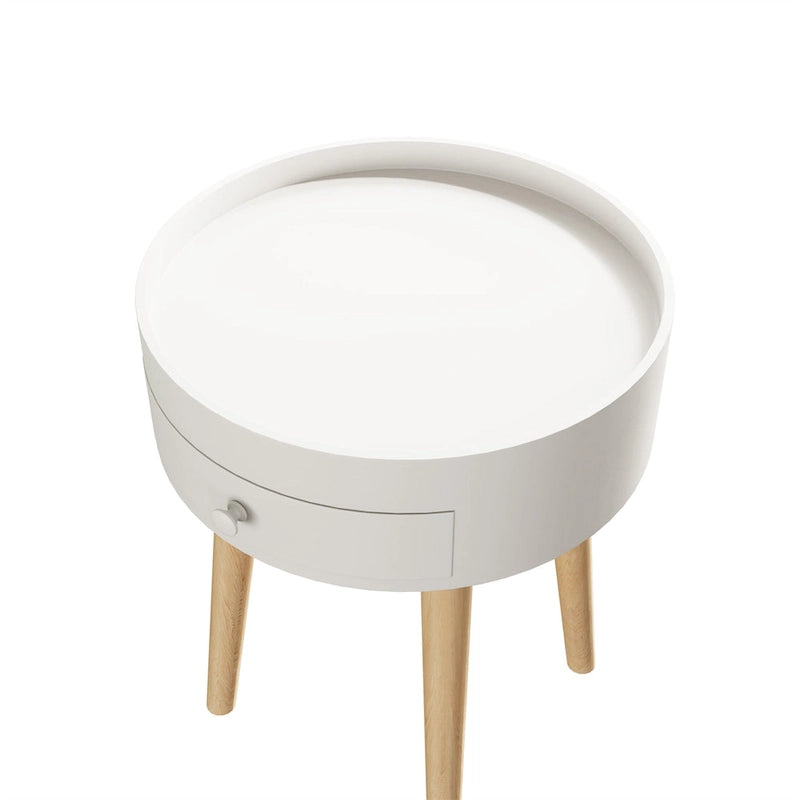 Round Storage Drawer Bedside Table Side Table Sofa End Coffee Table Furniture Living Room, Bedroom, Small Space