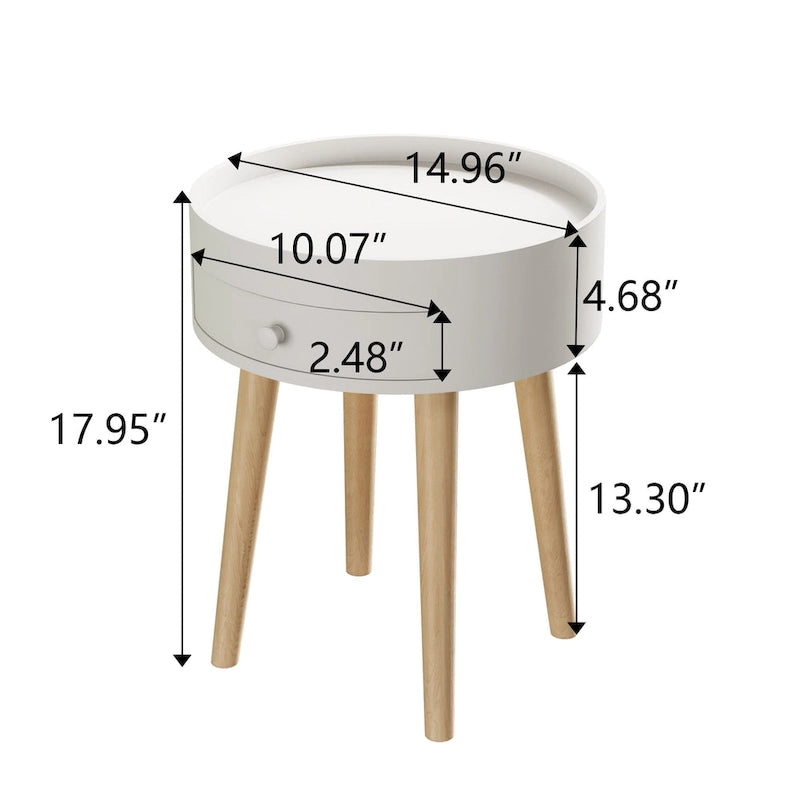 Round Storage Drawer Bedside Table Side Table Sofa End Coffee Table Furniture Living Room, Bedroom, Small Space