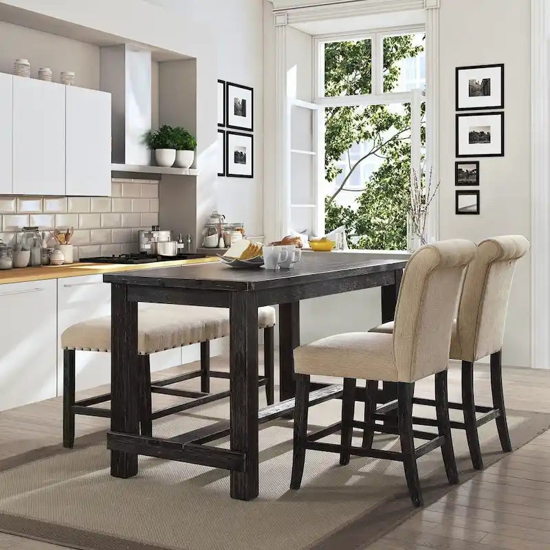 Furniture of America Tays Rustic Black 60-inch Counter Height Dining Table