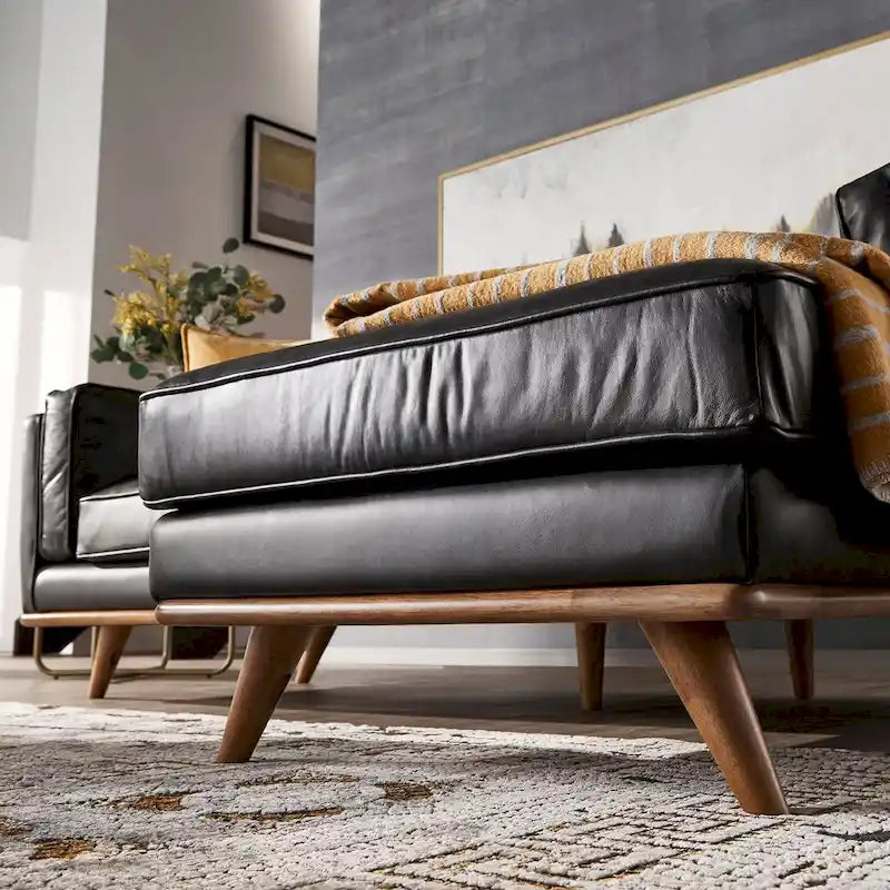 Gianella Black Oxford Leather Sectional Sofa by iNSPIRE Q Modern