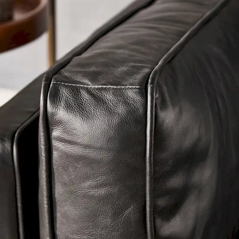 Gianella Black Oxford Leather Sectional Sofa by iNSPIRE Q Modern