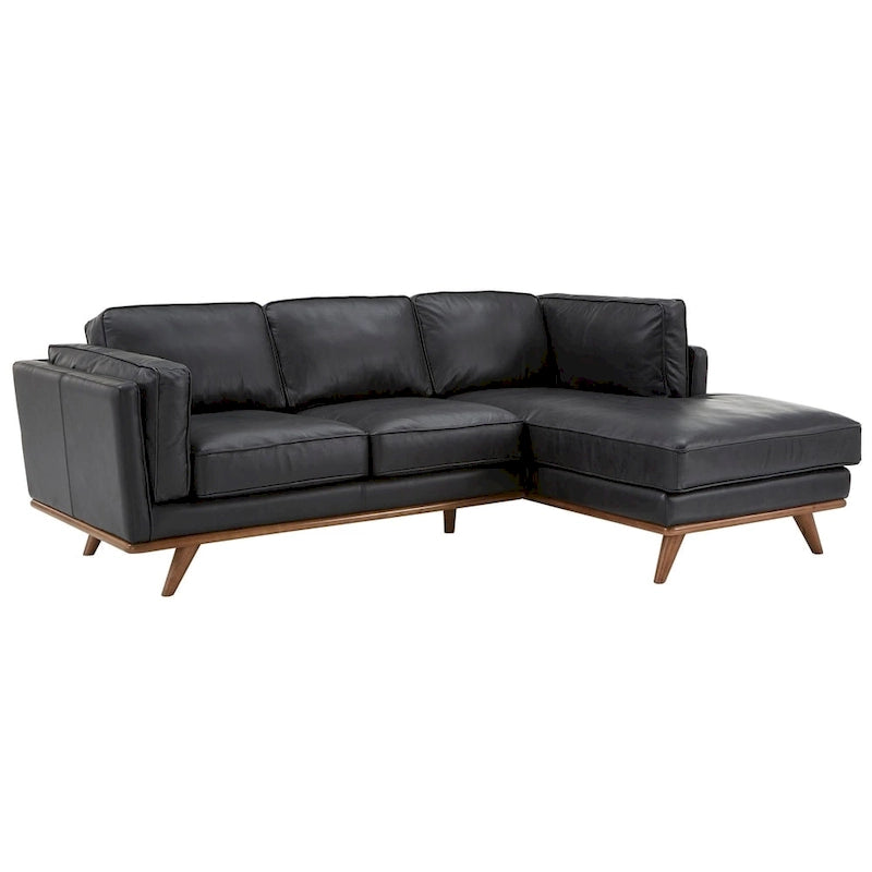 Gianella Black Oxford Leather Sectional Sofa by iNSPIRE Q Modern