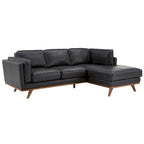 Gianella Black Oxford Leather Sectional Sofa by iNSPIRE Q Modern