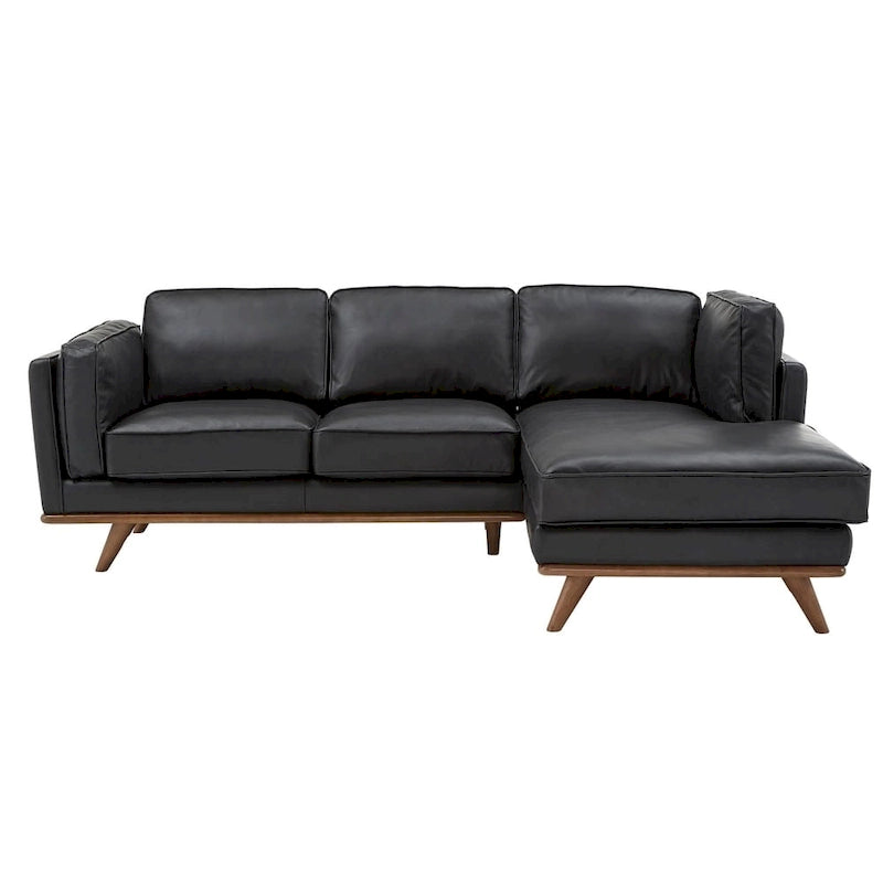 Gianella Black Oxford Leather Sectional Sofa by iNSPIRE Q Modern