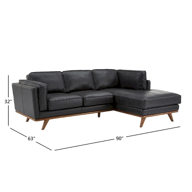 Gianella Black Oxford Leather Sectional Sofa by iNSPIRE Q Modern