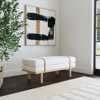 HomePop upholstered Bench with Wood Base