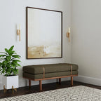 HomePop upholstered Bench with Wood Base