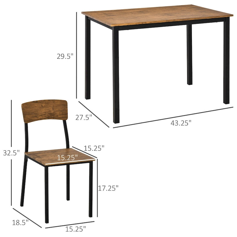 HOMCOM 5 Piece Modern Industrial Dining Table and Chairs Set for Small Space, kitchen, Dining room